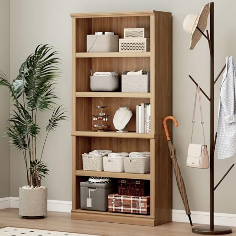 Home Office Library - Rak Buku Kayu Ek Putih Tinggi