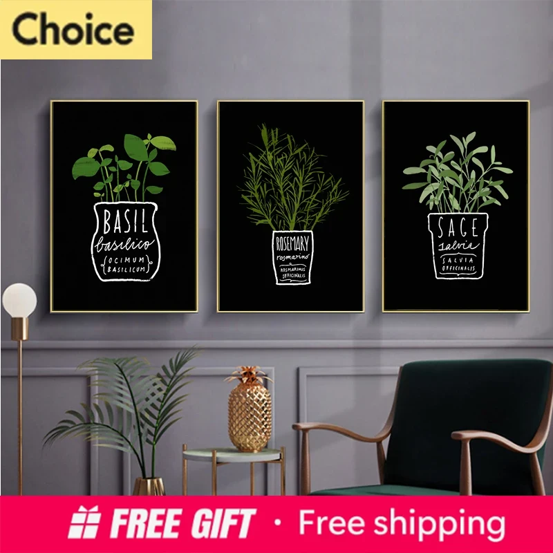 Home Office Depot - Lukisan Kanvas Tanaman Hijau dalam Pot