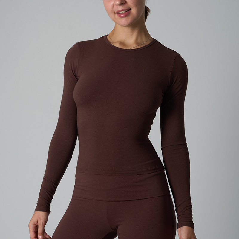 Home Office Trend - Atasan Yoga Lengan Panjang Katun Jersey