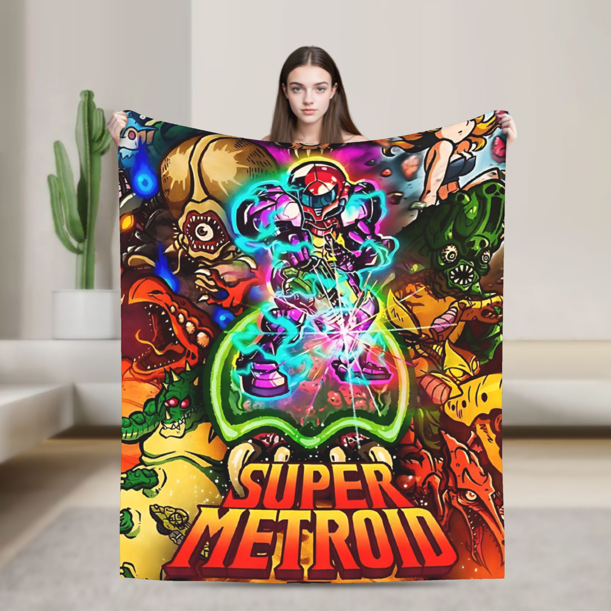 Home Office Trend - Selimut Flanel Game Metroids Hero Selimut