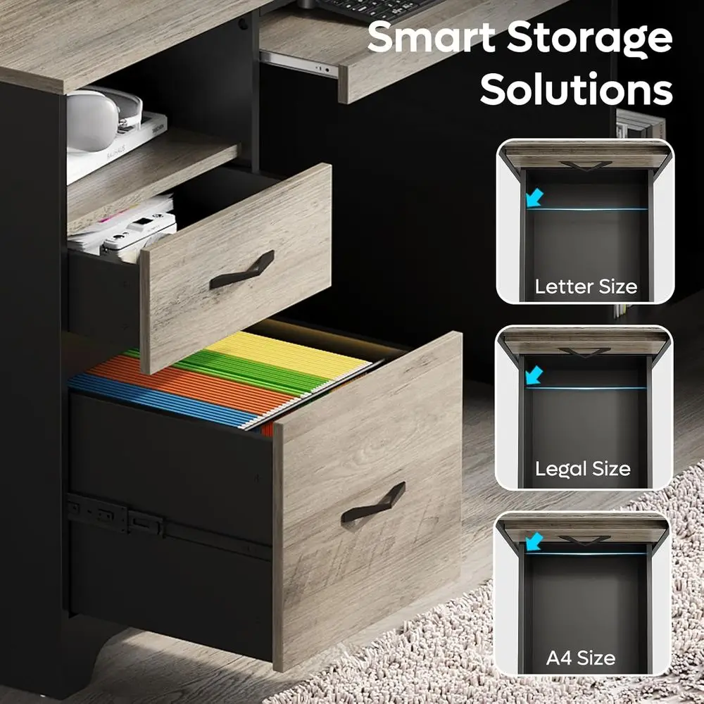 Meja Eksekutif Abu-abu 59 inci - Drawer Pedestal Cabinet ulasan dan harga