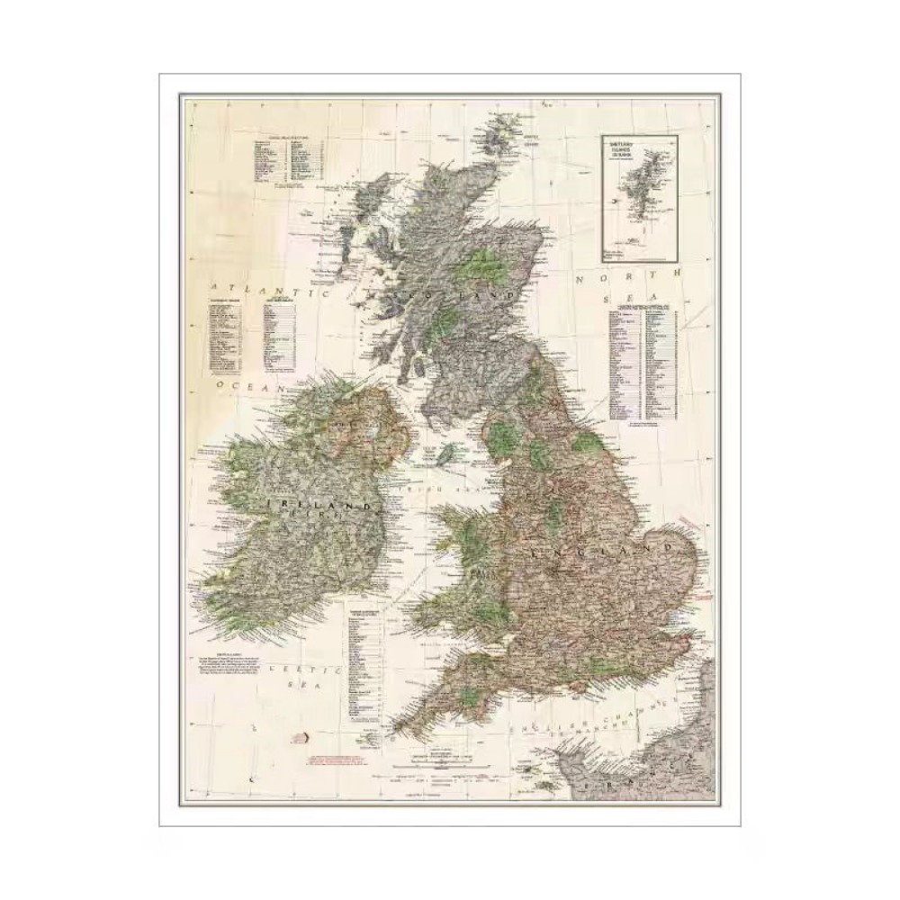 Poster Peta Inggris HD Vintage - Home Office Library ulasan dan harga